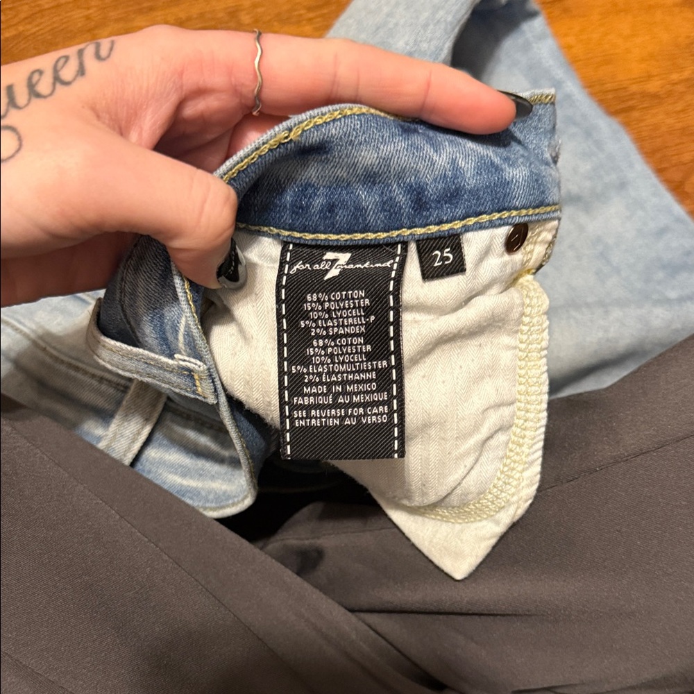 7 For All Mankind Light Blue Straight Leg Jeans - Picture 2 of 2